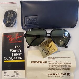 *LAST PAIR* VTG NWT B&L Ray-Ban Cats 5000 W0325 G-15 Black Frame Sunglasses '80s